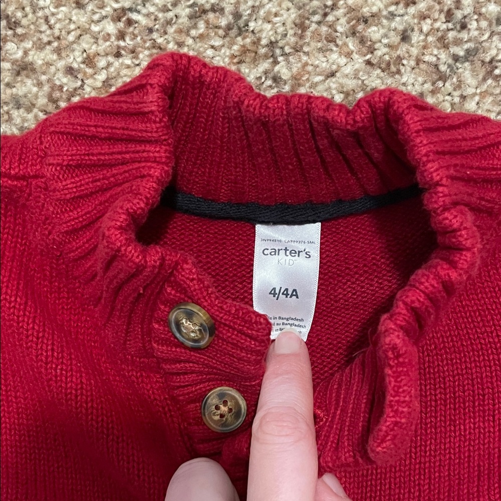 Carter's Red Button Mock-Neck Sweater - Picture 2 of 3